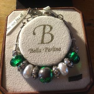 Bella Perlina Pandora #10032 Green Silver White